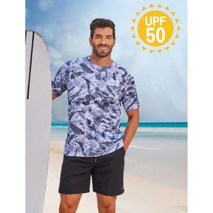 เสื้อว่ายน้ำผู้ชาย Rash Guard UPF 50+ แห้งเร็ว เย็นสบาย เสื้อยืดตกปลา เสื้อกีฬาสีเทาเข้ม - Product Image 3