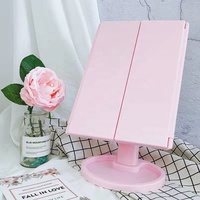 Miroir de maquillage éclairé 3 plis, grossissement 1X/2X/3X, miroir de table lumineux 22 LED avec écran tactile