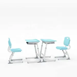 Conjunto de Silla y Escritorio para Estudiantes Ajustable y Moderno de PP+Acero, con Color y Tamaño Personalizables para Uso en Escuelas Primarias - Product Image 3