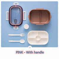 Boîte à lunch bento portable en plastique à 3 compartiments pour la préparation des repas, avec fourchette et cuillère, vente en gros personnalisée