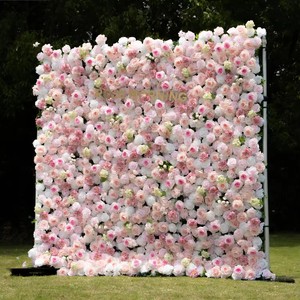 Panneau mural de fleurs artificielles en soie rose 5D, toile de fond pour mariage, Noël, Nouvel An chinois, décoration - Product Image 6