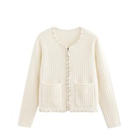 Cardigan en cachemire à col rond - Manteau tricoté 100 % cachemire avec fermeture éclair - Pulls d'hiver surdimensionnés de luxe, doux et de qualité supérieure