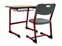Ensemble bureau et chaise pour un seul élève, mobilier de classe en acier avec panier à livres, table d'étude scolaire avec dossier en plastique