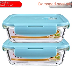 Boîte à lunch rectangulaire en verre borosilicate <span class=keywords><strong>de</strong></span> haute qualité avec couvercle en plastique, compatible micro-ondes, pour garder les aliments frais, idéale pour les employés <span class=keywords><strong>de</strong></span> bureau - Product Image 2