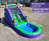 Toboggan gonflable commercial en PVC 21x9x12FT pour extérieur, toboggan aquatique gonflable avec piscine et souffleur pour fête familiale estivale