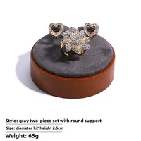 Présentoir à bijoux en bois massif et microfibre, support pour boucles d'oreilles et bagues, accessoires de présentation pour vitrines