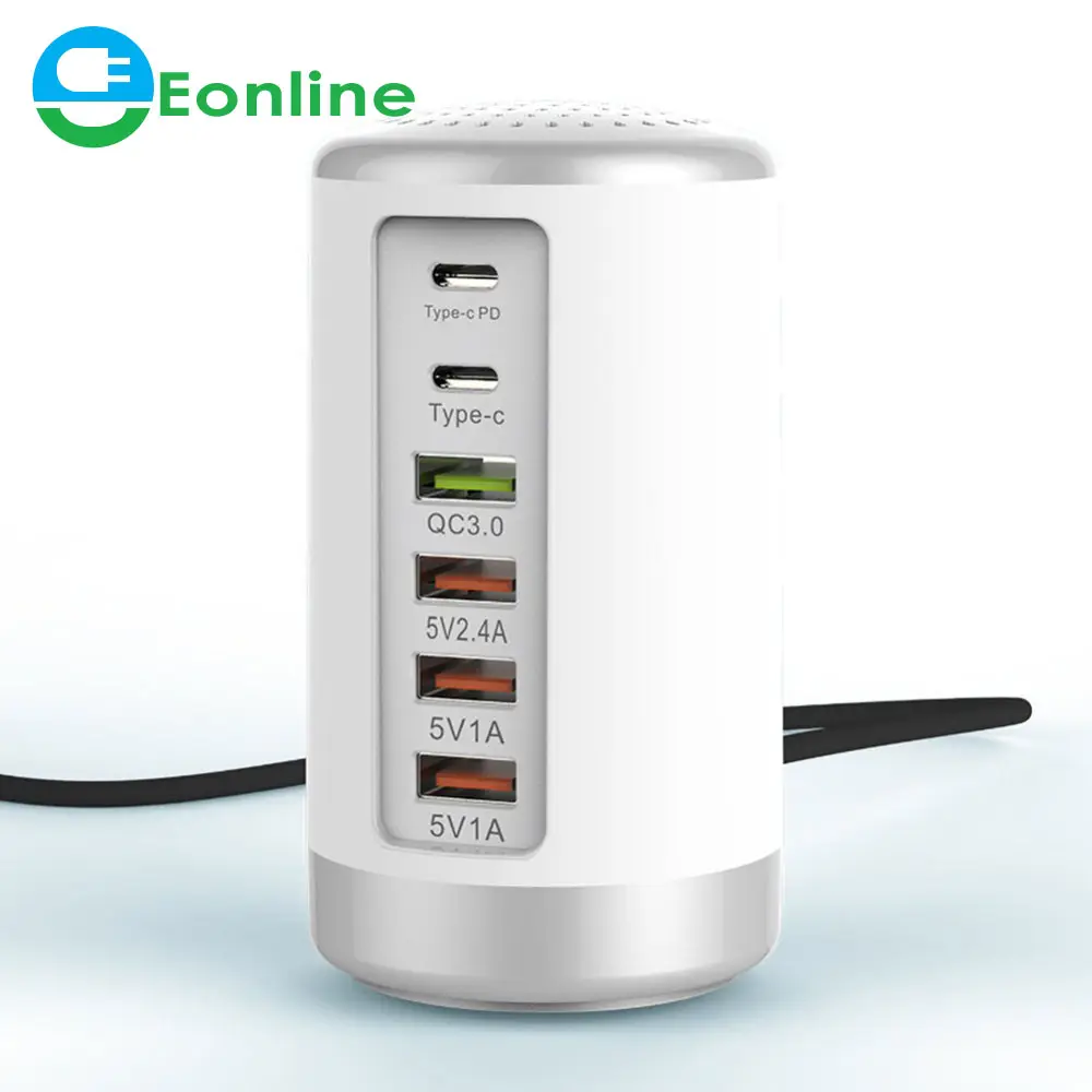 EONLINE 65W USB Fast Charger HUB Quick Charge QC3.0 Multi 6 Port USB Type C PD Charger Station For iPhone 12 13 ipad Samsung