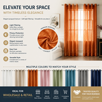 Rideaux Transparents Jacquard Modernes Orange Brillants 2 Pièces – Décoration Intérieure Élégante Lavable en Machine pour Vente en Gros Usine