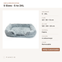 Coussin carré en peluche douce pour animaux de compagnie avec housse lavable, utilisable toute l'année pour chiens et chats, cinq tailles