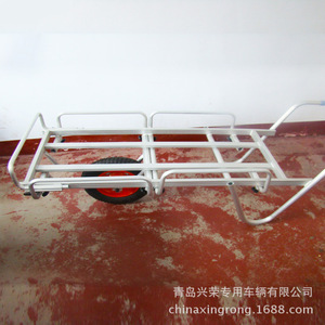 Xingrong Square Tube Flatbed Handcart Four-Wheel Industrial Transport Trolley Silver <b>Folding</b> <b>Trailer</b> - Product Image 4