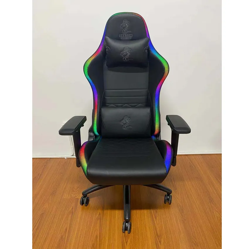 Chaise de Gaming en cuir véritable, fauteuil de course avec éclairage RGB, vente en gros,