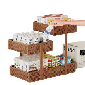 Multi Tier Desktop Storage Rack 3 Tier Rectangle Organizer For Food And Sundries Standing Type Office <b>Kitchen</b> Countertop - Product Image 5