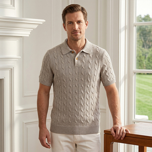Suéter de <span class=keywords><strong>Punto</strong></span> Personalizado para <span class=keywords><strong>Hombre</strong></span>, Lana/Viscosa, <span class=keywords><strong>Jersey</strong></span> de Verano de Manga Corta, Polo de <span class=keywords><strong>Punto</strong></span>, Logotipo de Fábrica, MOQ Bajo - Product Image 6