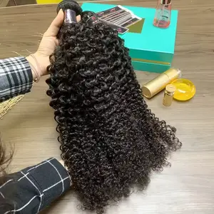 Mechones de cabello brasileño al por mayor de fábrica, mechones de cabello humano rizado con ondas profundas, cabello Remy virgen alineado con cutícula