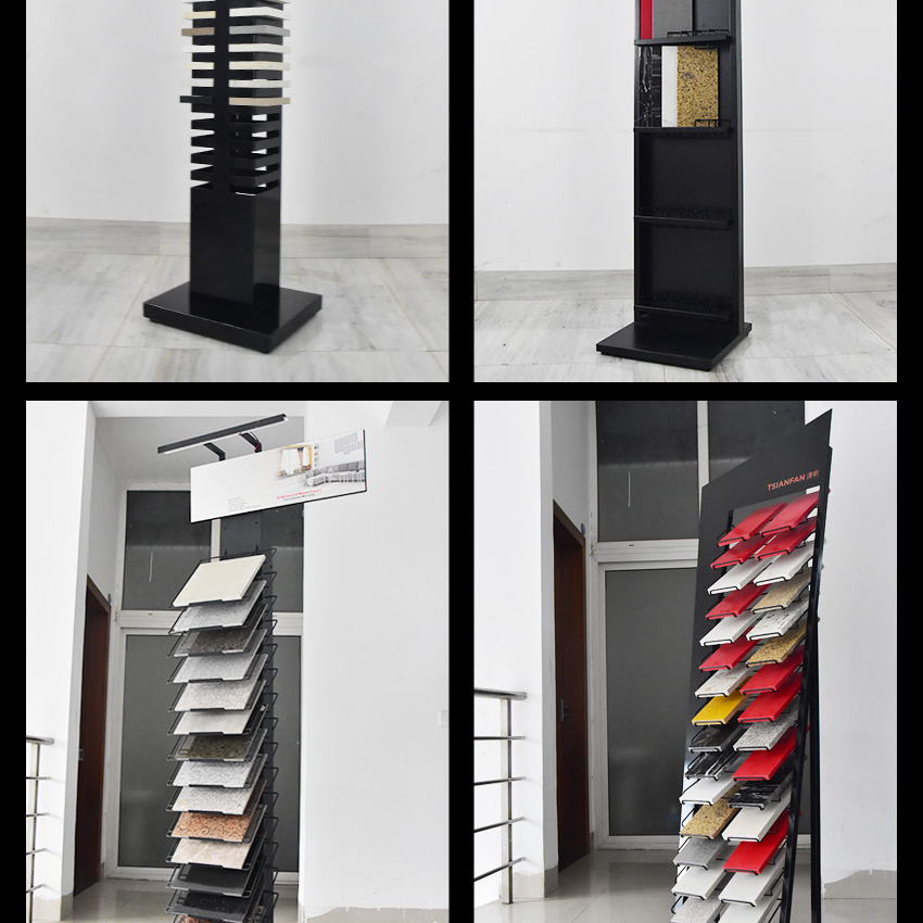Venda imperdível Torre de cerâmica personalizada mostrando suporte de chão de amostra de porcelana de quartzo, granito, azulejos de mármore, estante de exposição de pedra