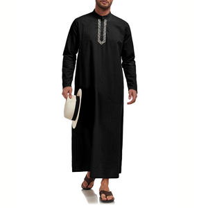 Thobe décontracté pour homme, élégant et confortable, 100 % polyester, haute qualité, infroissable, séchage rapide, couleur foncée - Product Image 5