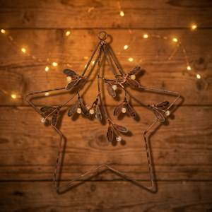 Guirnalda Decorativa de Estrella de Metal Rústica, Adorno Navideño Hecho a Mano, Sin Iluminación - Product Image 6