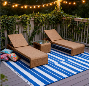 <span class=keywords><strong>Chaise</strong></span> <span class=keywords><strong>longue</strong></span> d'extérieur pliable en rotin PE tressé, design nordique moderne, avec coussins, pour plage, jardin, <span class=keywords><strong>piscine</strong></span> - Product Image 2