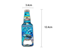 Aimant de réfrigérateur en alliage de zinc moulé sous pression électroplaqué en forme de bouteille de bière et ouvre-bouteille, design personnalisé, cadeau publicitaire promotionnel