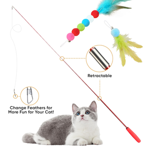 <b>Interactive</b> Eco-Friendly <b>Cat</b> <b>Toys</b> Retractable Wand and Feather <b>Toys</b> with Cartoon Style Refills - Product Image 2