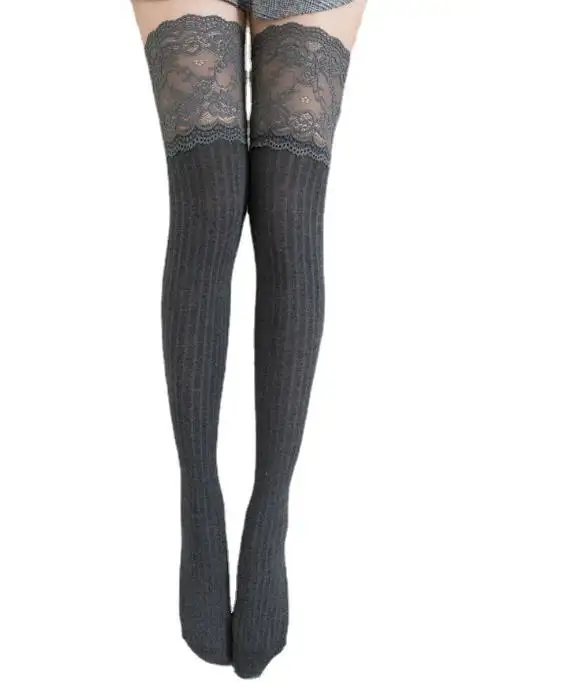 Hochwertige Frau Spitze über dem Knie Knie Hohe Socken Sexy Spitze Top Oberschenkel Hohe Strümpfe Spitze Mode Lange Strümpfe