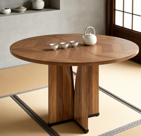 Table à manger ronde en bois massif, base en noyer, moderne, extensible, meubles de salle à manger, écologique, durable, pour la maison et la villa