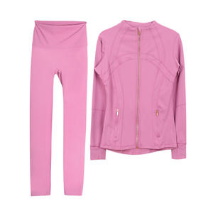 S-3XL toptan kadın spor ceket Yoga kıyafeti tayt takım Lulu aynı stil koşu spor Yoga spor elbise <span class=keywords><strong>2</strong></span>-piece Set - Product Image 3