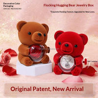 Nouvelle boîte à bijoux portable carrée rotative étanche avec ours en peluche et fleur éternelle préservée, cadeau de Pâques et de Fête des Mères, nouveau savon