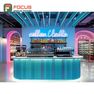 Modern Coffee Service <b>Counter</b> Bakery Case Register Shelf White Oak Cafe <b>Counter</b> Display - Product Image 5