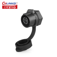 Conector Hembra de 4 Pines para Montaje en Panel, Resistente al Agua IP68, de Plástico, para M12, para Bicicletas Eléctricas