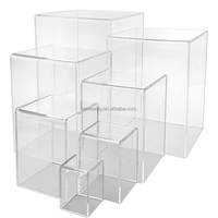Présentoir en acrylique transparent Boîte empilable à 5 côtés, bac ou cache-poussière