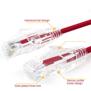 Dibentuk Halangan Kurang Boot CAT 6 Slim Unshielded Twisted Pair (UTP) Ethernet CAT6 Kabel 32awg