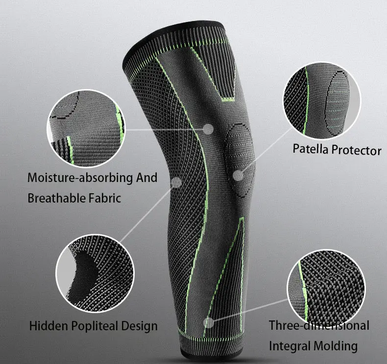 Hot Sell High Elasticity Compression Sports Basketball Knitting Knee Support Brace For Calf Thigh