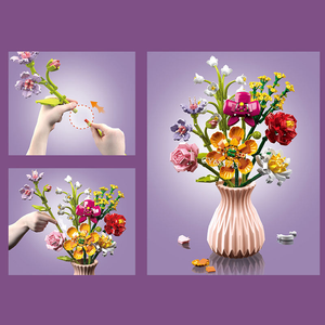 Hot Sale <strong>Building</strong> Blocks Flower Bouquet <strong>Set</strong> with Vase Decoration Artificial Flowers <strong>Set</strong> <strong>Building</strong> Toys - Product Image 3