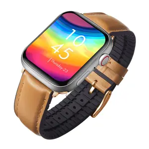 IWatch Ultra SE serisi 8/7/6/5/4/3/Apple saat bandı için saat kayışı deri ve yumuşak silikon kaplı Sweatproof 2/1 ile uyumlu