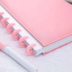 2021 새로운 디자인 디스크 바운드 노트북, 디스크 플래너 느슨한 잎 a5 노트북 일기 비즈니스 노트북 편지지 핑크 커버