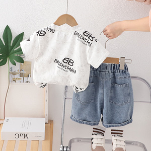 2025 verano niños Casual cuello manga corta conjunto de dos piezas nuevo traje de bebé de <span class=keywords><strong>moda</strong></span> para niños de 1 a 3 años estilo fino de <span class=keywords><strong>moda</strong></span> - Product Image 6
