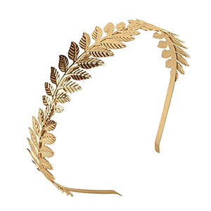 Diadema Corona de Hojas Estilo Europeo y Americano para Novia y Festivales, Accesorios de Pelo de Metal con Hojas Doradas - Product Image 1
