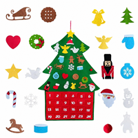 Calendrier de l'Avent en feutre réutilisable ChengNuo YiBai, arbre de Noël, compte à rebours de 24 jours, décoration murale en tissu de Noël, ornements détachables