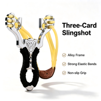 Lance-pierre en alliage métallique 3Card 6String avec bandes élastiques épaissies pour la pratique de la tir à l'extérieur pour adultes