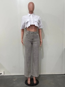 D8751 Pantalones Vaqueros Casuales de Primavera Verano para <span class=keywords><strong>Mujer</strong></span>, Estilo Urbano, con Cuentas y Pedrerí<span class=keywords><strong>a</strong></span> Brillante, Jeans Rectos de Mezclilla para <span class=keywords><strong>Mujer</strong></span> - Product Image 4