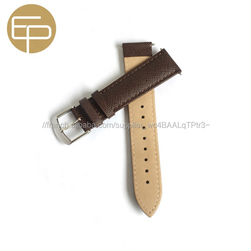 grain croisé saffiano différentes couleurs remplacement brun foncé fantaisie en cuir de veau véritable bracelet de montre