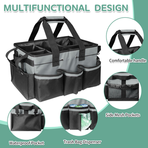 Sac de rangement portable pour produits de nettoyage, organisateur d'accessoires avec poignée, bretelles et séparateur amovible - Product Image 2