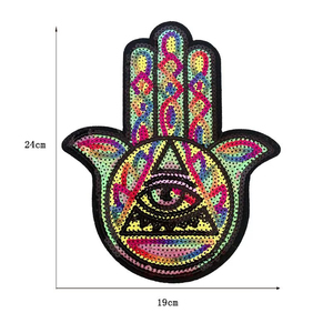Parches de lentejuelas de ojos malvados de gran tamaño Moq bajo al por mayor apliques bordados 3D con purpurina para planchar en bolso camisa - Product Image 4