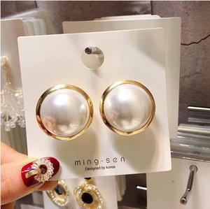 Tendencias de Moda, Pendientes de Perlas Grandes de Plata de Ley S925 de 2 cm, Nuevo Éxito de Ventas, Pendientes de Perlas Coreanas Nuevos de <span class=keywords><strong>2022</strong></span>, Pendientes de Botón para Chicas - Product Image 2