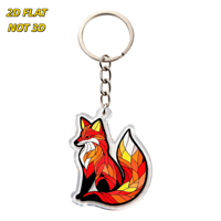 Porte-clés en acrylique motif renard en vitrail, design géométrique vibrant rouge et orange avec poitrine blanche, breloque transparente durable pour clés et sacs