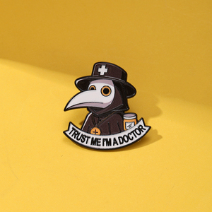 Broches en métal émaillé personnalisées sur le thème de la peste, vente en gros, badges médicaux pour vêtements, artisanat métallique, pour médecins et infirmières - Product Image 1