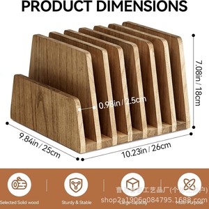 Solid Wood Desktop Organizer Multi Compartment <b>File</b> Holder Document Letter <b>Storage</b> Rack Office Desk Stationery Organizer - Product Image 5