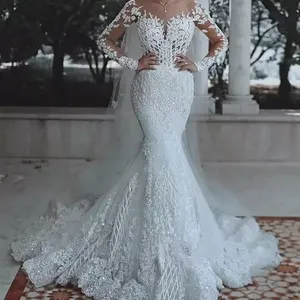 Seksi yeni derin v yaka mermaid düğün elbisesi es dantel gelinlik uzun kuyruklu gelinlik düğün elbisesi bayanlar için