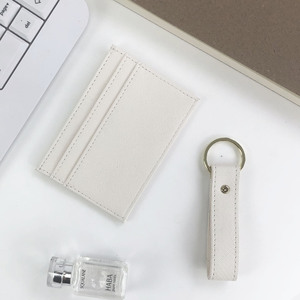 Pronto per la spedizione in pelle abbinata titolare <span class=keywords><strong>e</strong></span> portachiavi in pelle PU Saffiano portafoglio sottile porta carte di credito con portachiavi - Product Image 3